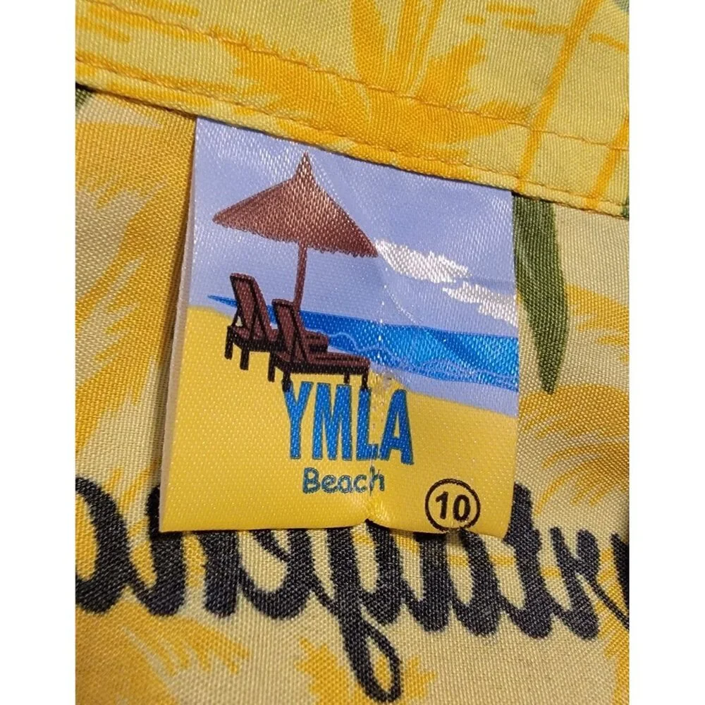 Vintage YMLA Shorts Set Cartegena Colombia Tropical Parrots Silk Feel Sz Boys 10